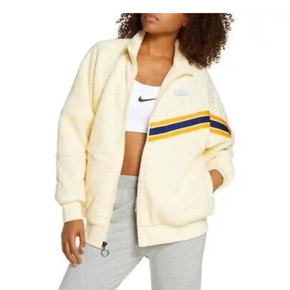 Nike Sportswear Full Zip Sherpa Size Large Track Jacket Muslin BV3040-115 small